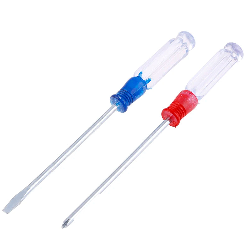 5Pcs 3 Inch Small Precision Flat-blade/Cross Screwdriver Red Blue Plastic Handle Screwdriver Home Repair Tools Set Peaceful Pleasures Health and Wellness