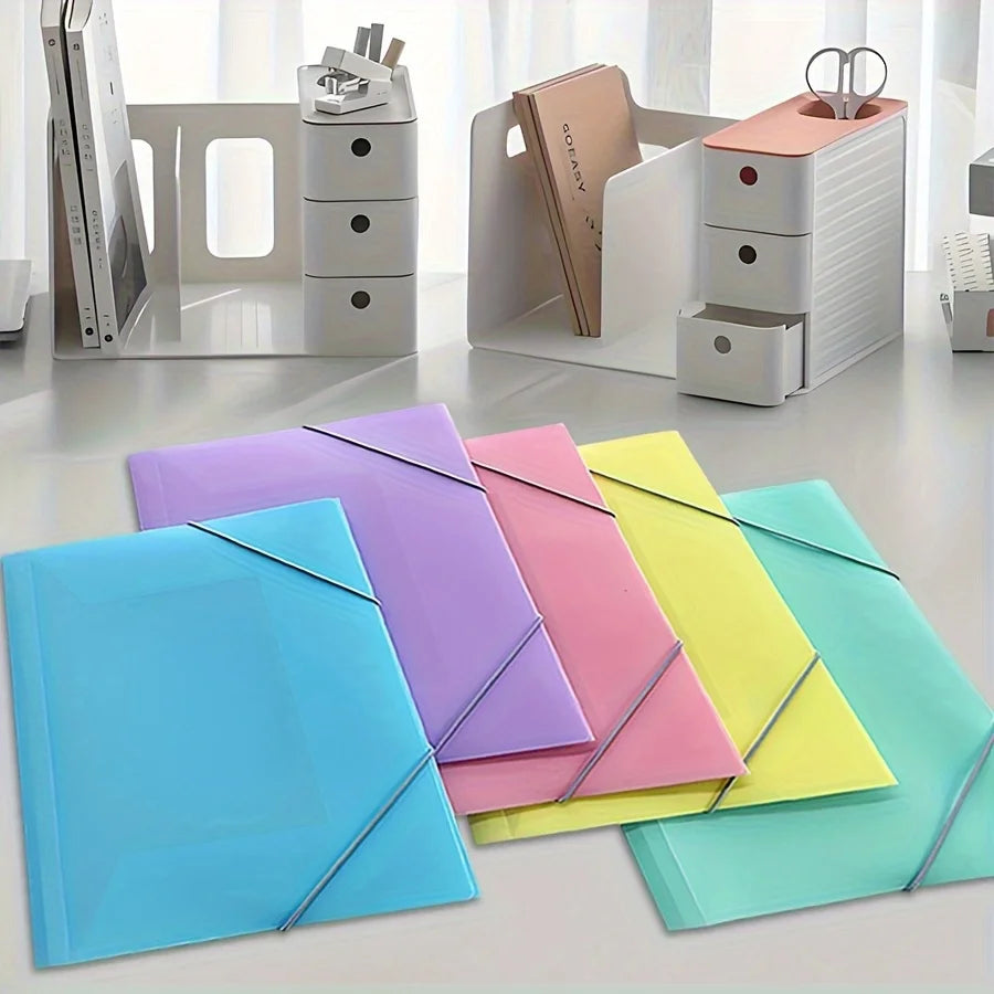 5pcs A4 Project Binder Elastic File Bags | Frosted Cover