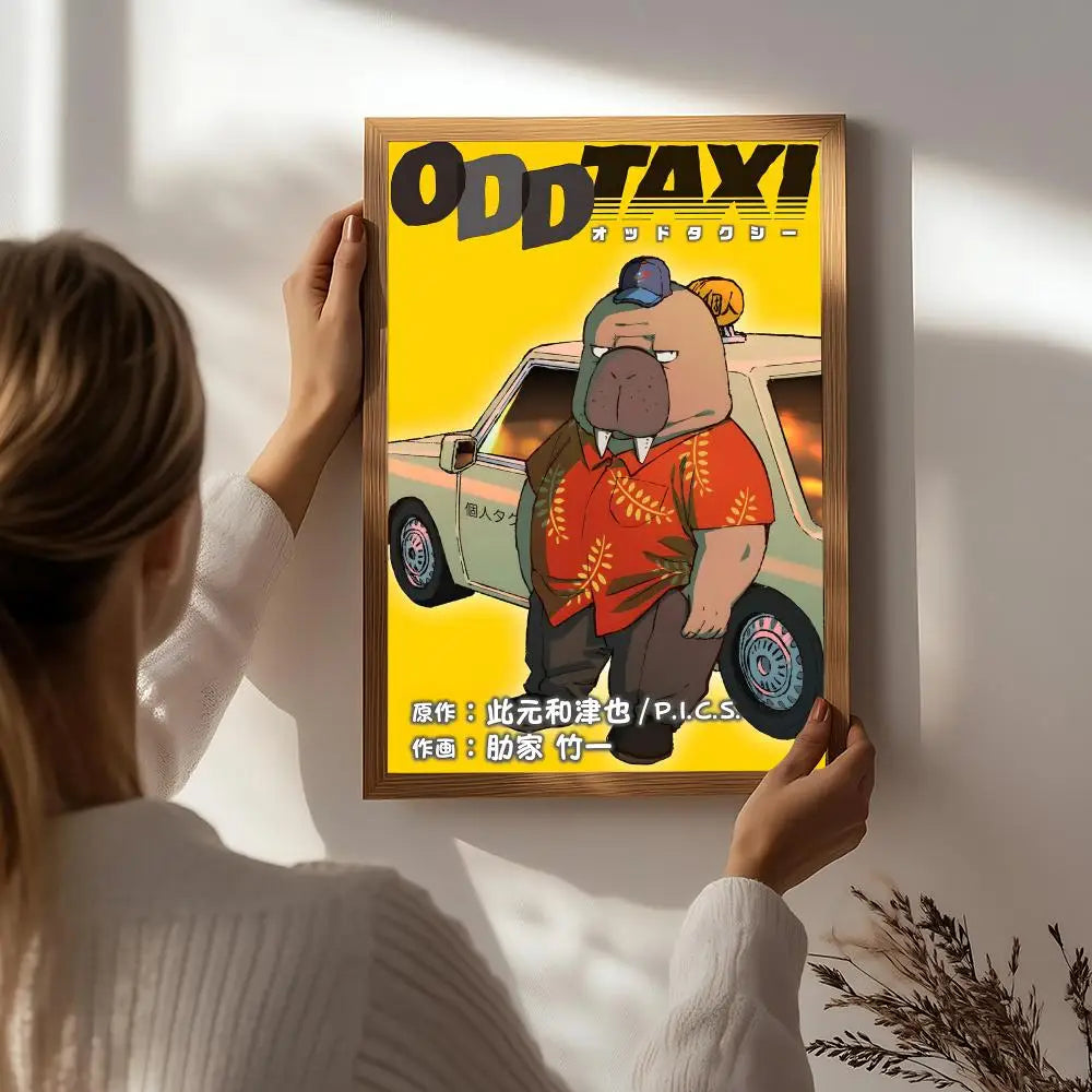 Anime O-Odd Taxi Poster HD Self Adhesive Waterproof Wall Art Ideal for Home Office Dorm Bedroom Great Gift Peaceful Pleasures Health and Wellness White1 40X50cmNoframe