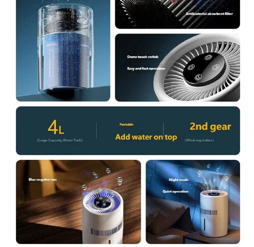 HOMEFISH Fog-Free Desktop Humidifier & Air Purifier | Home, Car