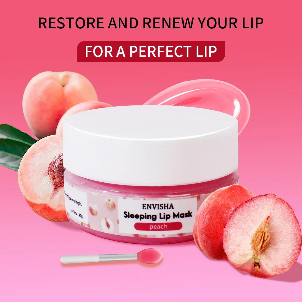 ENVISHA Peach Lip Sleep Mask – Overnight Moisturizing & Line-Fading 20g Lip Mask Peaceful Pleasures Health and Wellness