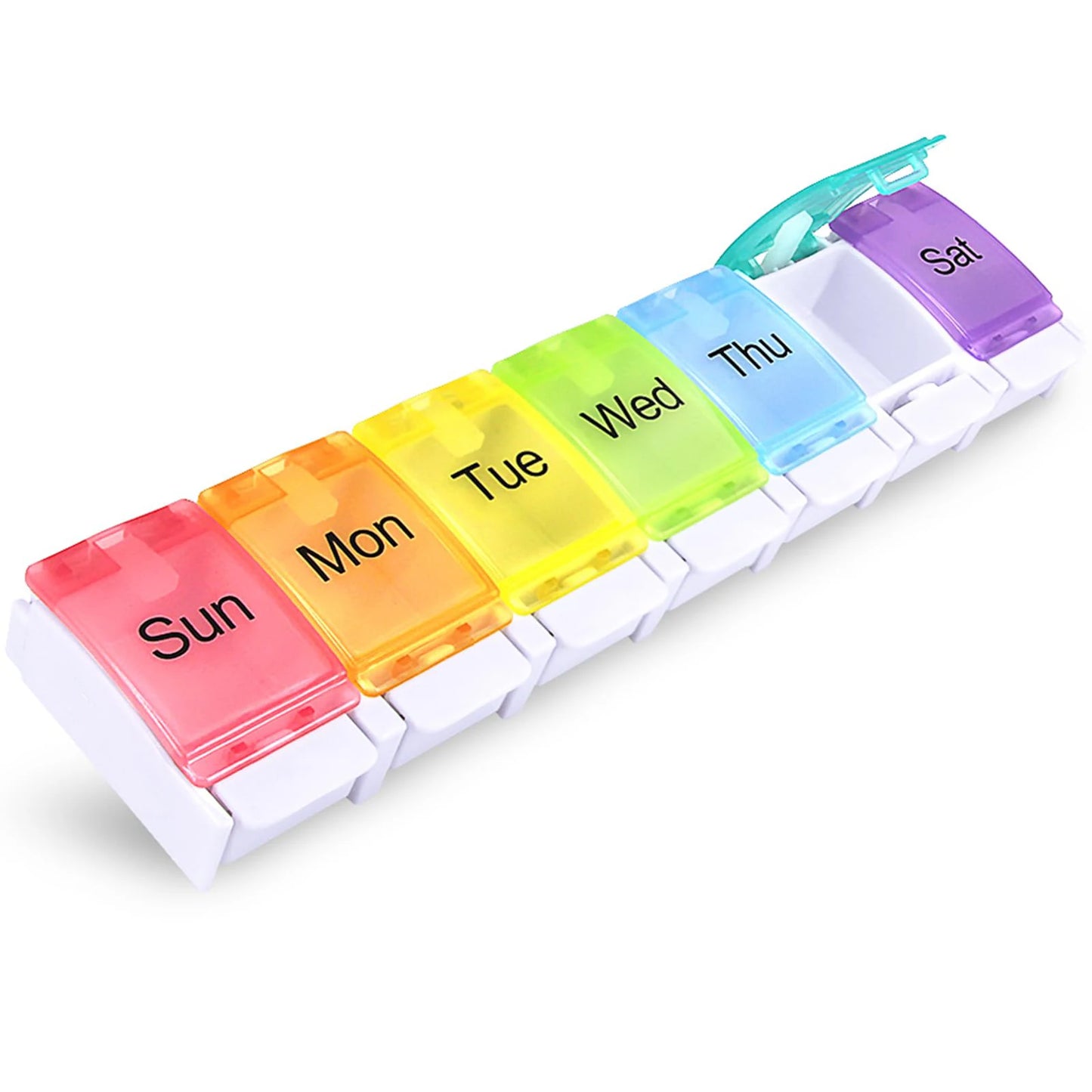 Weekly Pill Organizer Arthritis Friendly, BPA Free Travel 7 Day Pill Box Case with Spring Open Design and Large Compartment Peaceful Pleasures Health and Wellness MULTI China Mainland