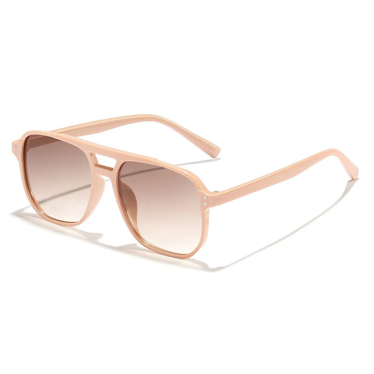 1/6pc Retro Double Bridge Sunglasses Stylish Minimalist Large Frame Fashionable Ins Personality Ocean Lens Sun Glasses Peaceful Pleasures Health and Wellness Pink