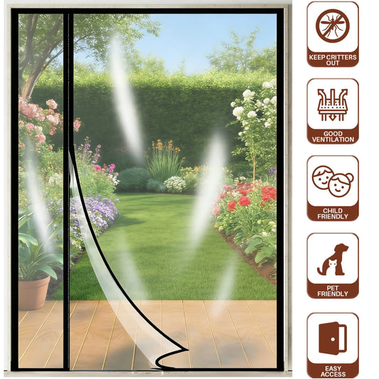 Magnetic Door Screen Single/Double-Sided Opening Reinforced Upgraded Net Insect Proof for French Front/Back Patio Kitchen Doors Peaceful Pleasures Health and Wellness