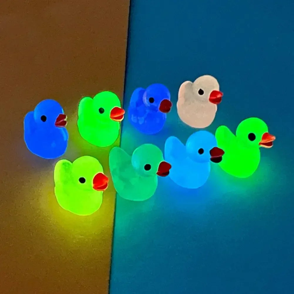 Glow-in-the-Dark Mini Duck Ornaments | Resin Decor 10pcs