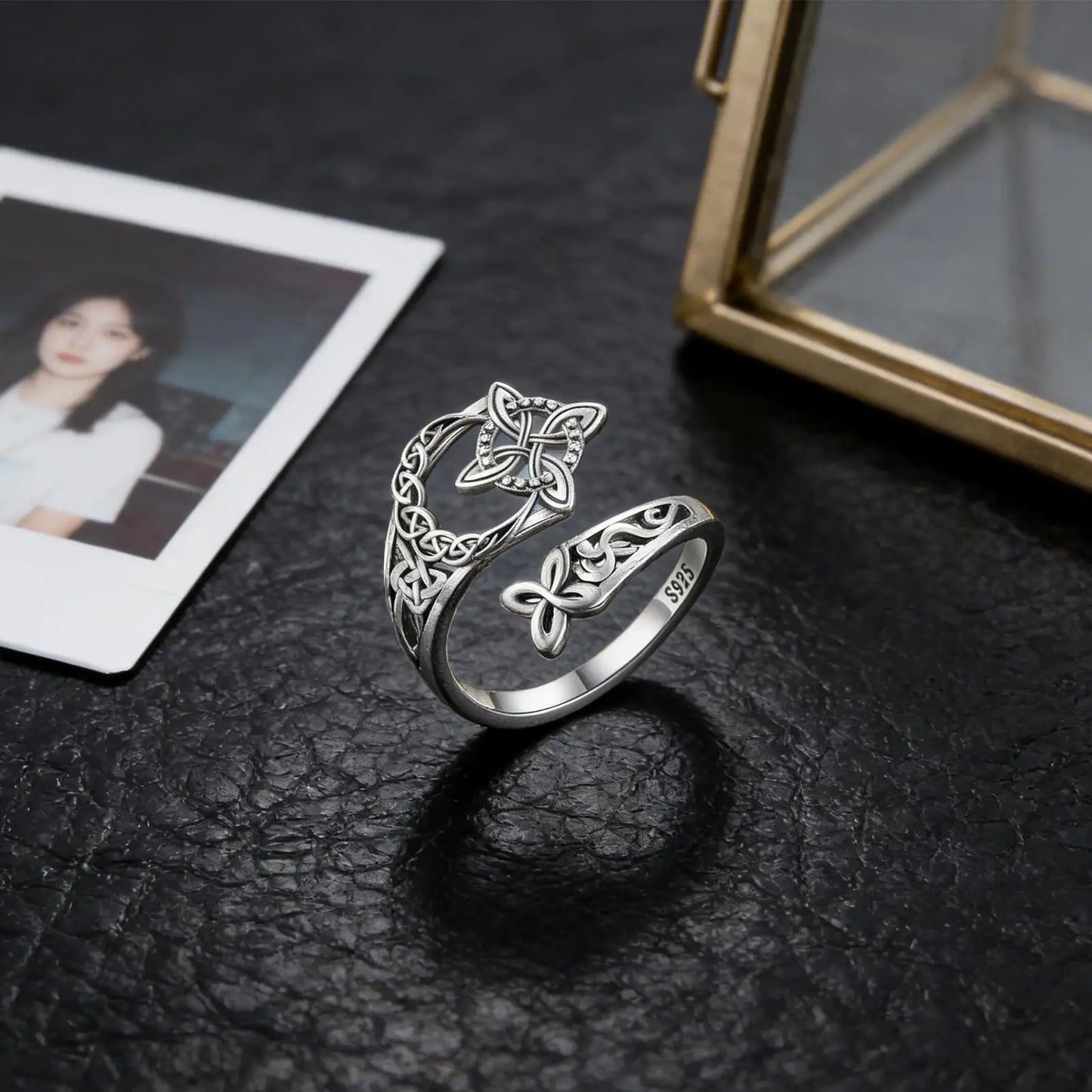 Witches Knot Ring Bohemian Gothic Adjustable Ring Open Statement Knot Jewelry for Women Daily Wedding Travel Commuting Peaceful Pleasures Health and Wellness