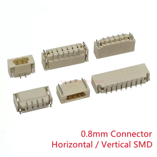 10PCS 0.8mm Pitch Connector SMD Horizontal / Vertical Type Socket 2P 3P 4P 5P 6P 7P 8P Replacement of JST IDC Receptacle Peaceful Pleasures Health and Wellness