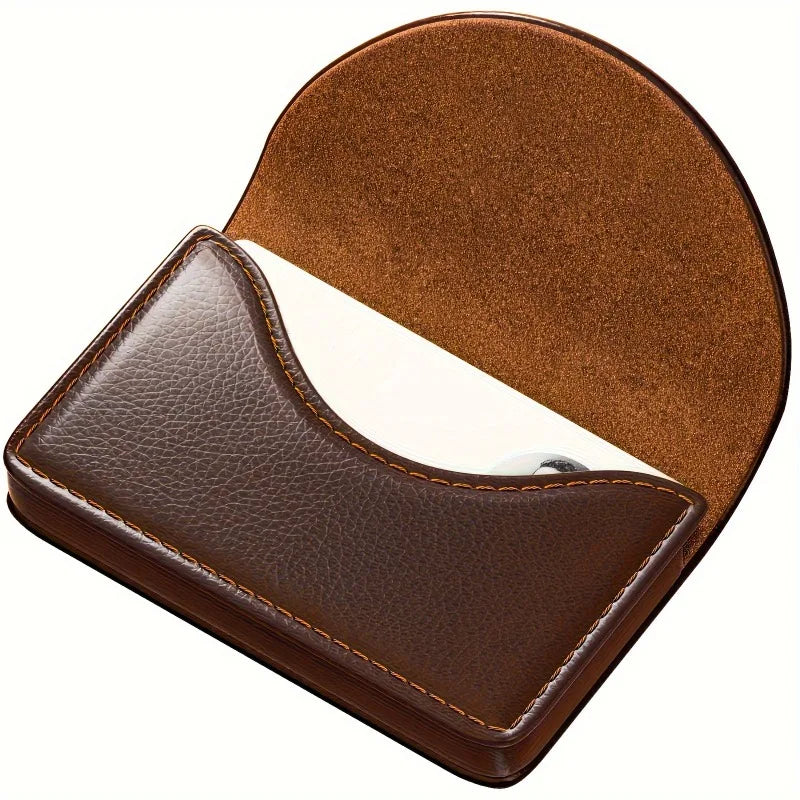 Lychee Leather Business Card Holder | Magnetic Closure Desk