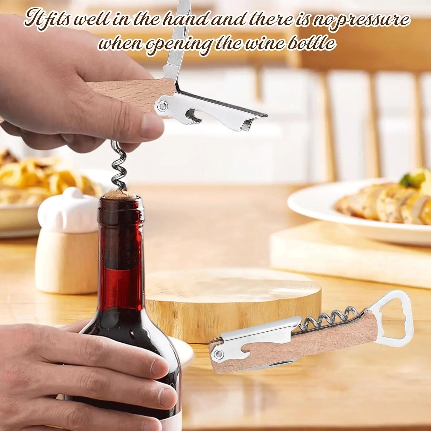 Wooden Wine Bottle Opener Groomsmen Wedding Party Gifts 4 in 1 Wine Corkscrew with Foil Cutter Blank DIY Engraving Wood Peaceful Pleasures Health and Wellness