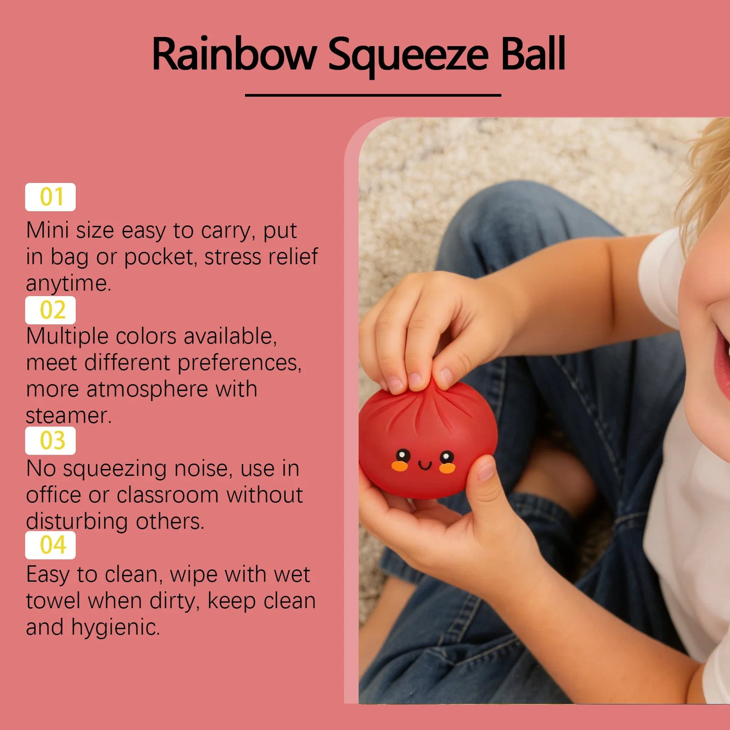 Kawaii Red Bread Squeeze Fidget Ball – Gift for Kids & Adults