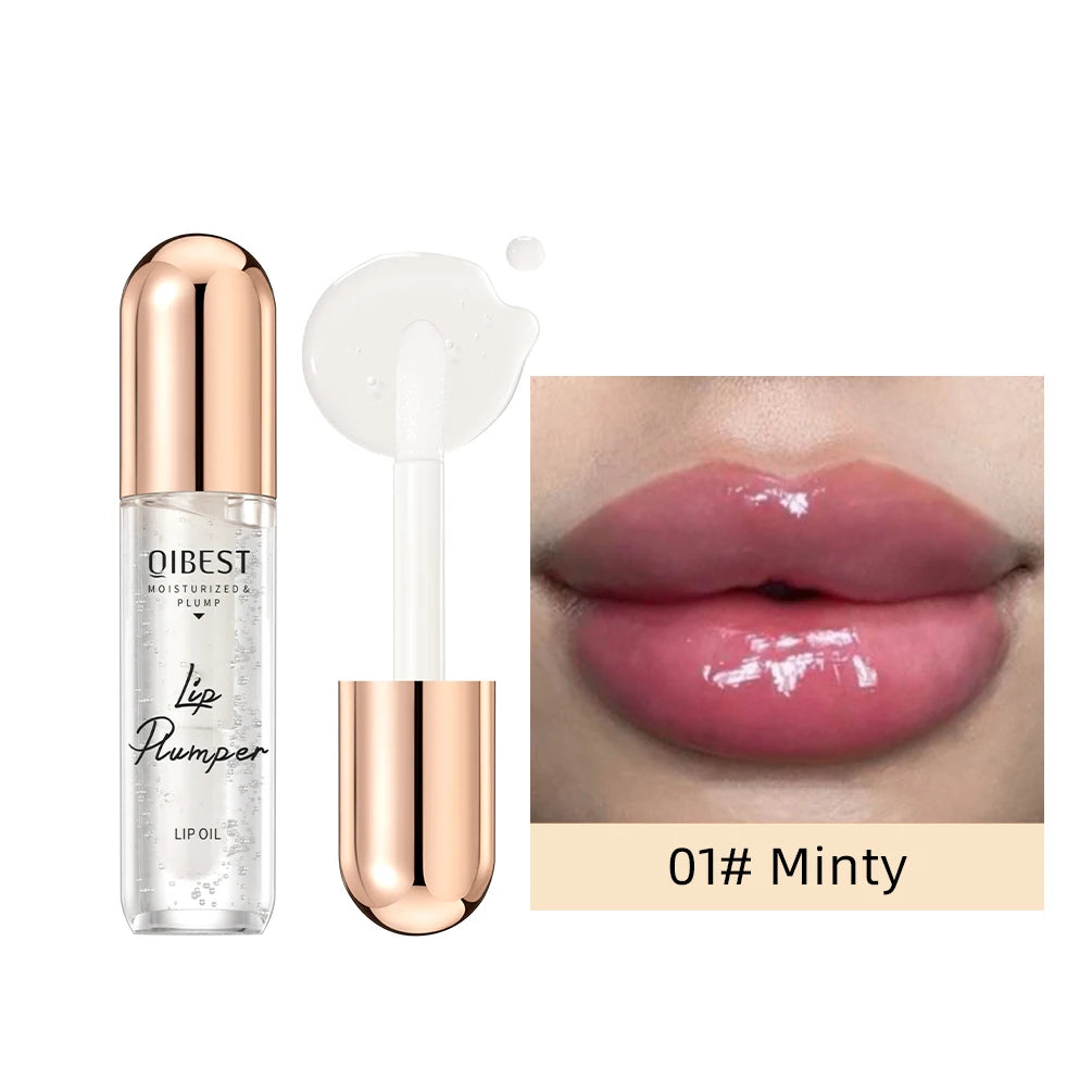 QIBEST Lip Plumper Oil Serum Instant Long Lasting Volumising Lip Oil Repair Lip Fine Lines Sexy Lip Balm Makeup Lip Gloss Peaceful Pleasures Health and Wellness 01 Minty