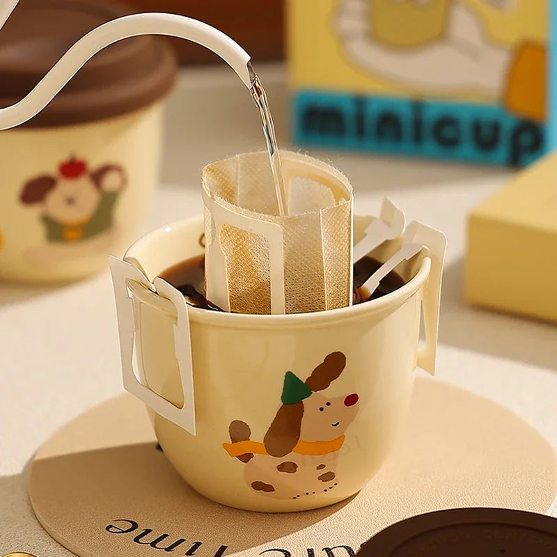 Practical Cute Cartoon Sausage Puppy Cups Exquisite Coffee Cups with Lid One Piece Cups Internet Famous Ceramic Cups Casual Cups Peaceful Pleasures Health and Wellness
