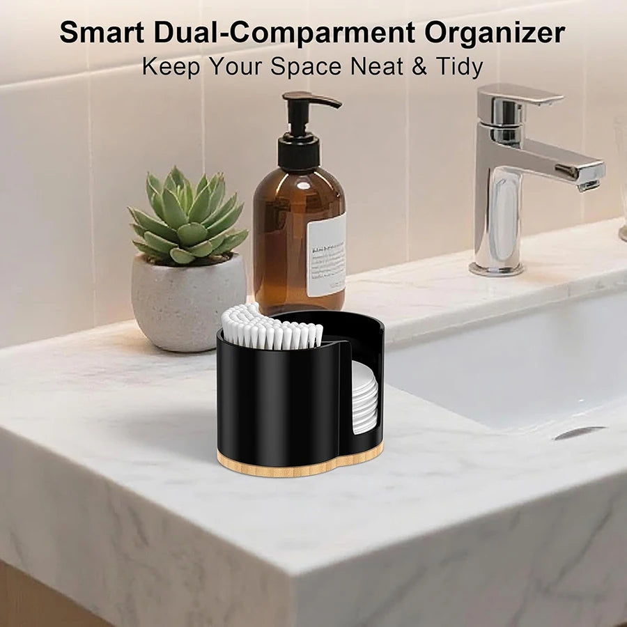 2-Slot Cotton Swab & Q-Tip Holder – Bathroom Organizer Dispenser Jar