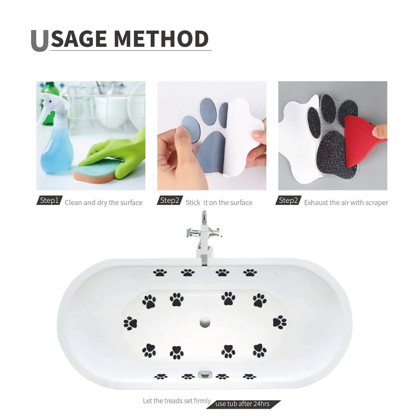 Dog Paw Non-Slip Bath Stickers 20-Pack | Kids & Elderly Safety