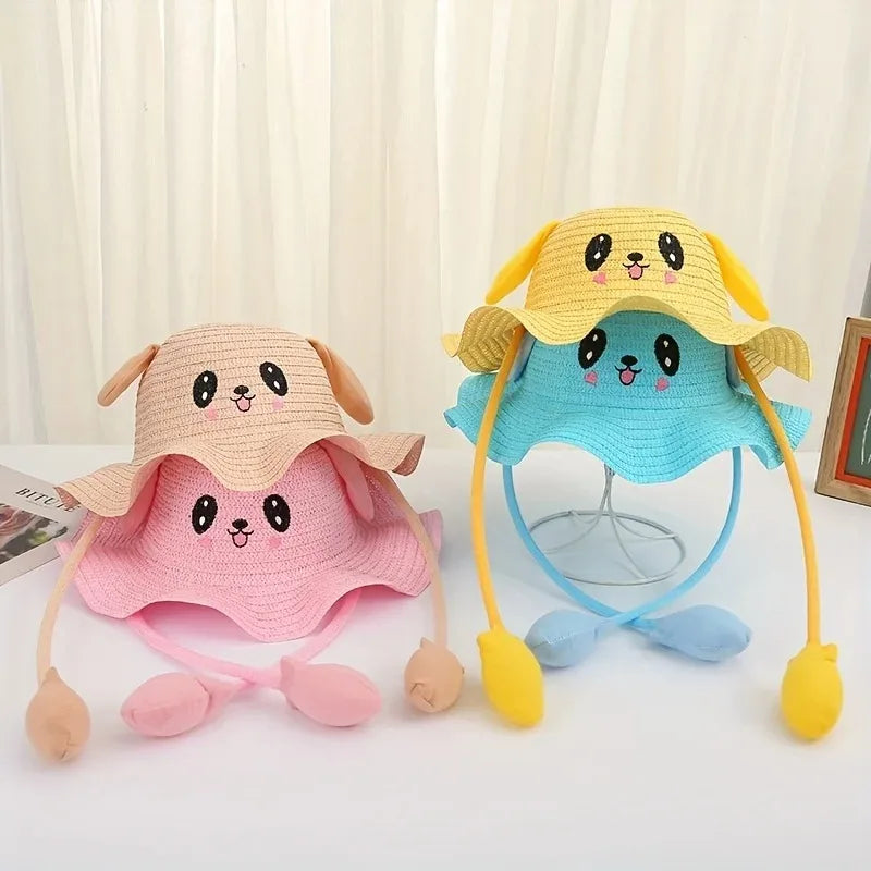 Kids Anti-UV Straw Sun Hat Cute Bunny Ears | Girls & Boys
