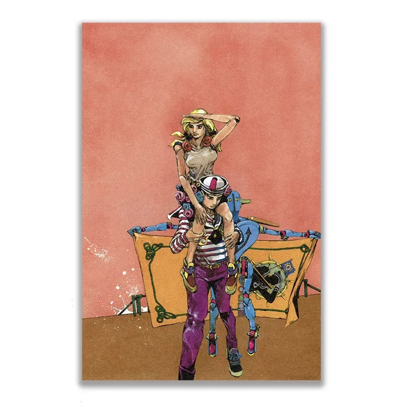 JoJo's Bizarre Adventure Retro Canvas Wall Art Anime Poster Canvas Wall Art Peaceful Pleasures Health and Wellness