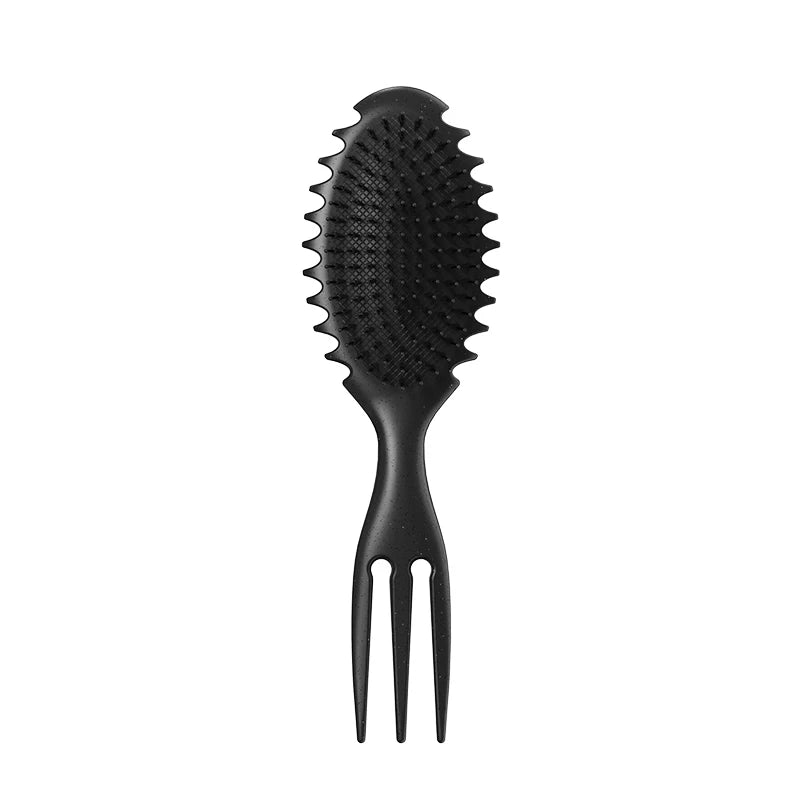 Curl Defining Bounce Hair Brush Barbershop Boar Bristle Comb Detangling Shaping Hairbrushes Professional Salon Home Styling Comb Peaceful Pleasures Health and Wellness black