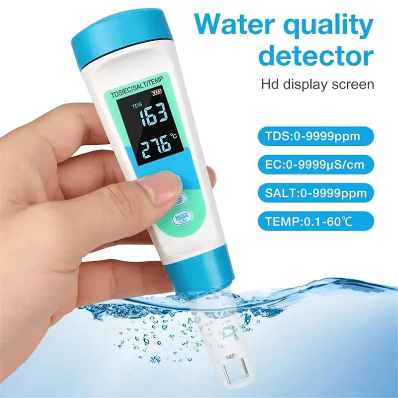 Pocket-Sized Water Tester - 4-in-1 for TDS EC Salinity Temp, Portable Water Quality Analyzer for Home, Pool, and Aquarium Peaceful Pleasures Health and Wellness