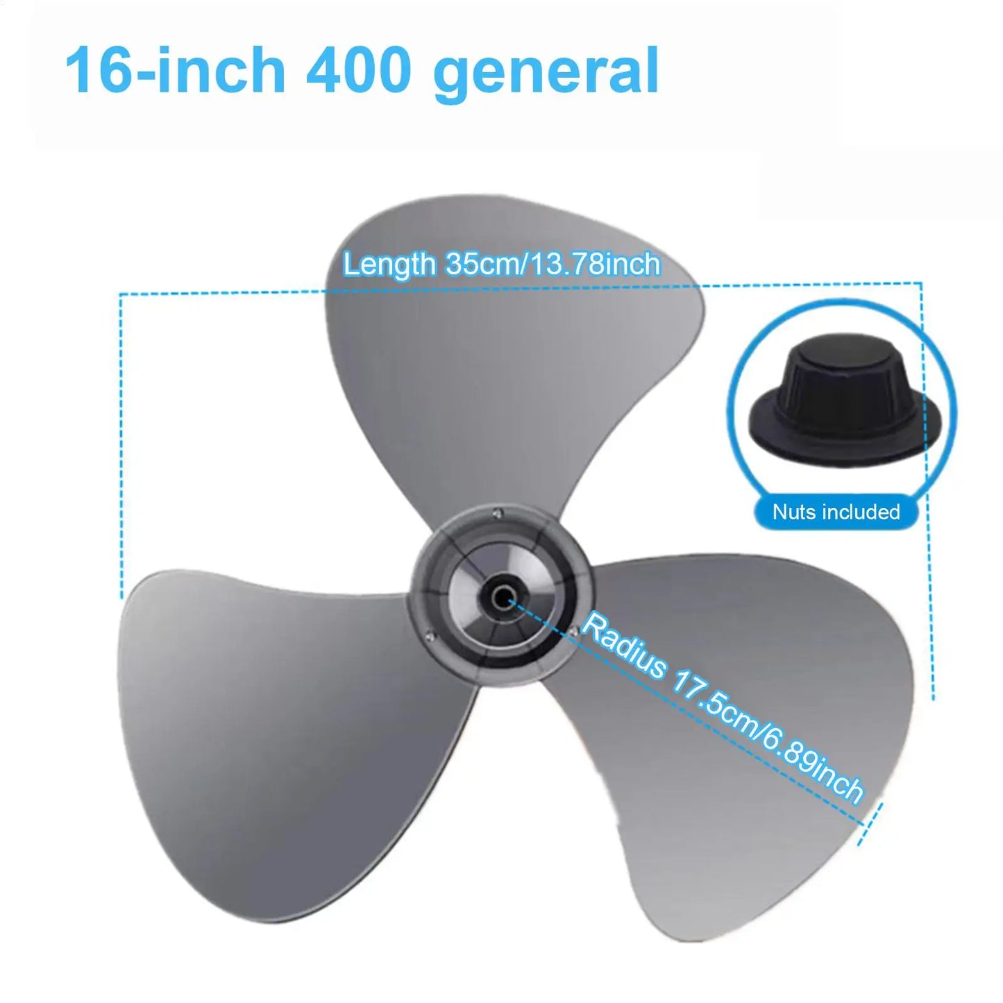 16-Inch 3-Leaf Plastic Replacement Fan Blade for Floor & Pedestal Fans