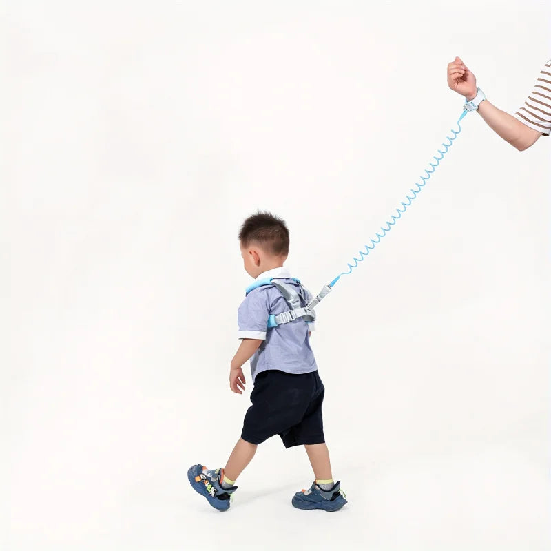 Kids Anti-Lost Leash with Pulling Rope, Anti-Lost Back Pack, Safety Strap with Spring Rope, Blue and Pink Polyester, for Peaceful Pleasures Health and Wellness
