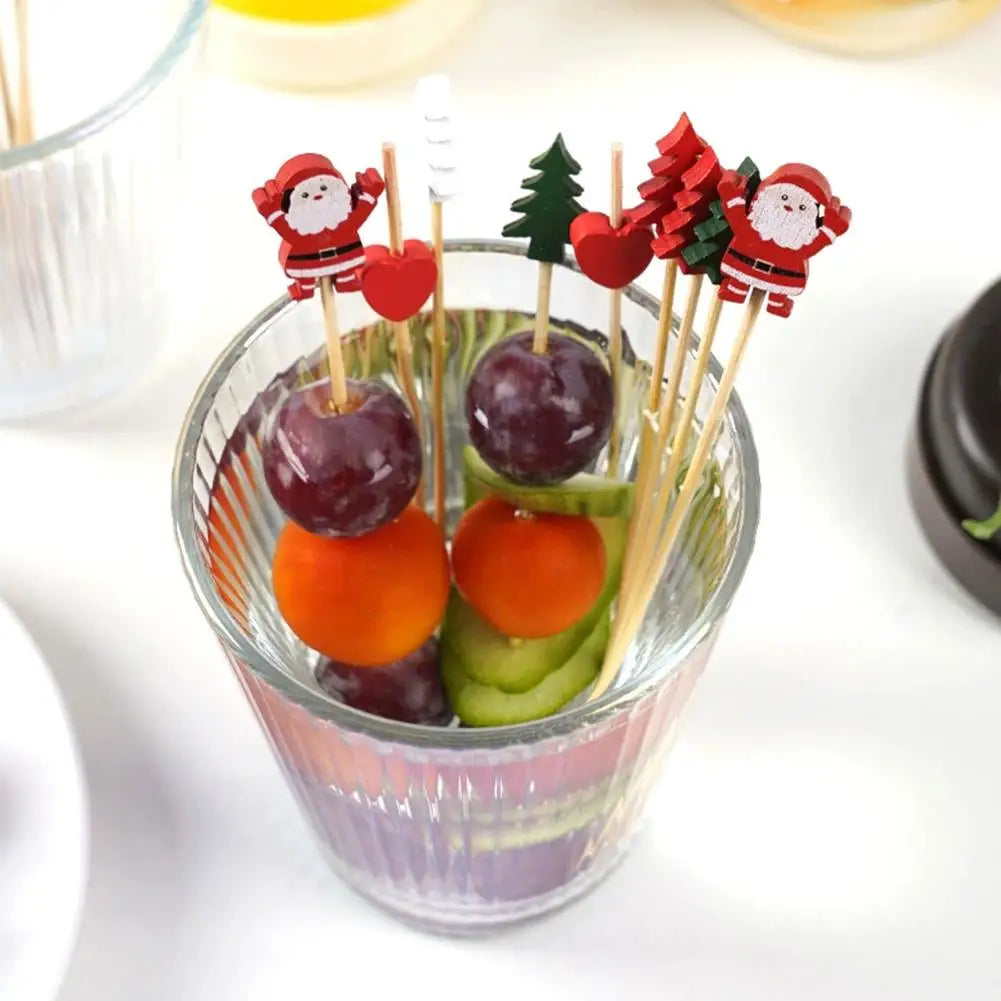 Christmas Bamboo Cocktail Picks 50/100pcs | Festive Food Sticks Holiday Food Picks Peaceful Pleasures Health and Wellness