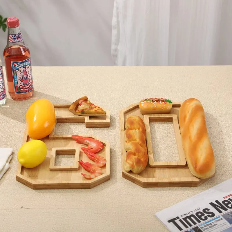 Wooden Digital Tray Home Party Birthday Decoration Dessert Plate