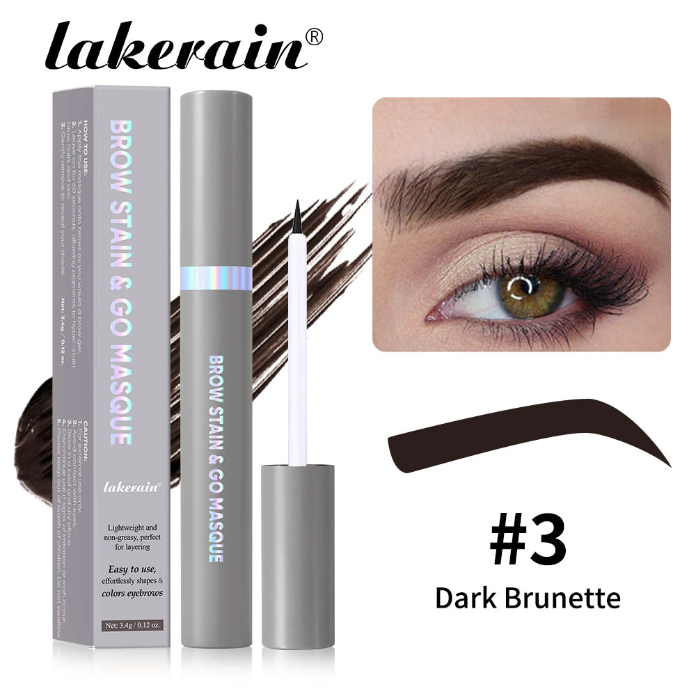 Lakerain Eyebrow Staining Masque Stackable Colors Long Lasting Makeup Effect Smudge-Resistant Moisturizing Eyebrows Dye Cosmetic Peaceful Pleasures Health and Wellness Dark Brunette