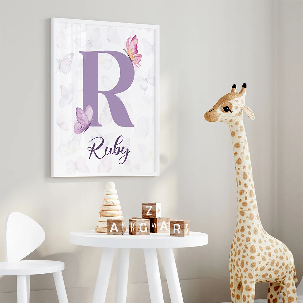 3-Piece Personalized Butterfly Canvas Wall Art | Kids Room Decor