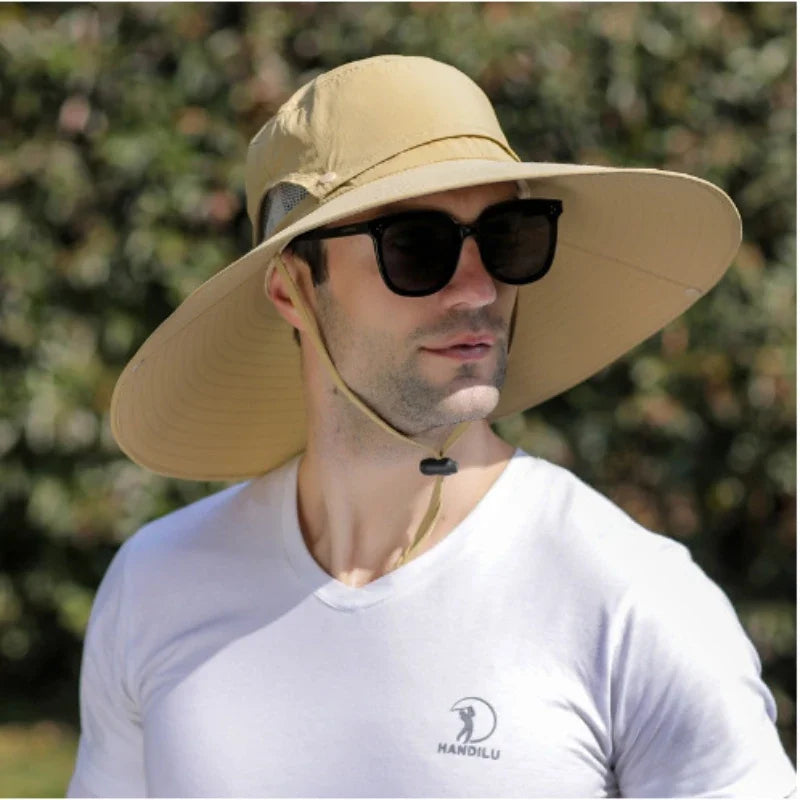1pc Foldable outdoor large brim UV resistant hat for men, summer sun protection hat, versatile fisherman hat for men Peaceful Pleasures Health and Wellness