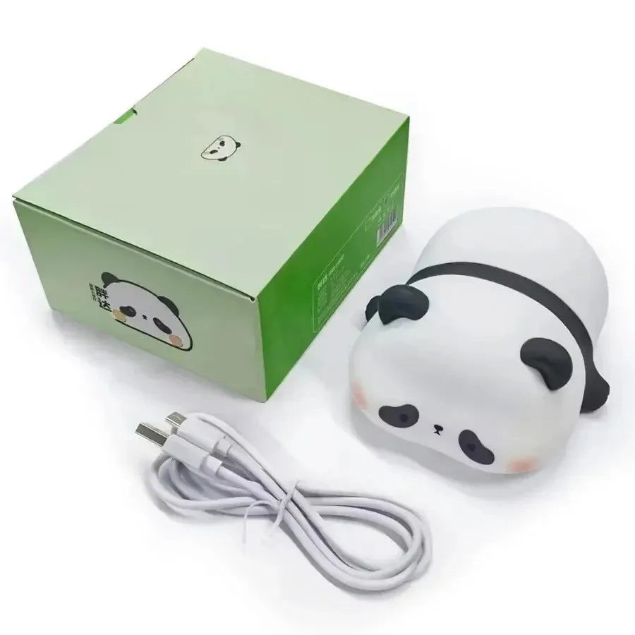 Cute Panda Silicone Patting Lamp Rechargeable Timing LED Night Light For Bedroom Bedside Room Decoration Kids Boys Birthday Gift Peaceful Pleasures Health and Wellness Cute Panda