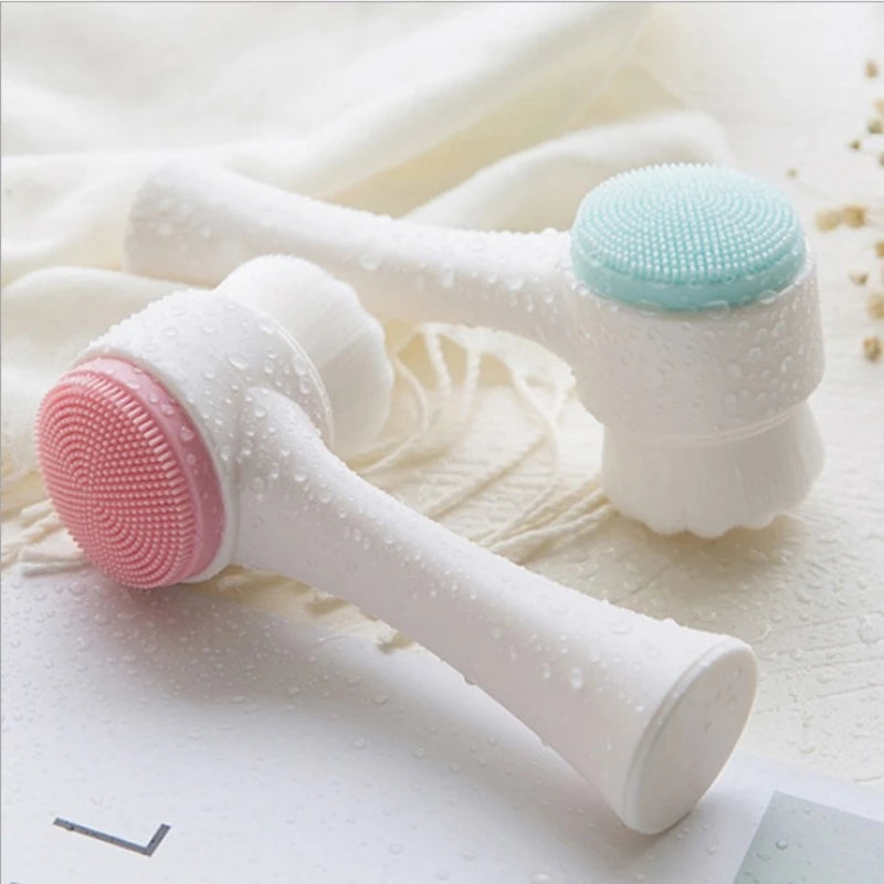 Double-Sided Silicone Face Cleansing & Exfoliating Brush
