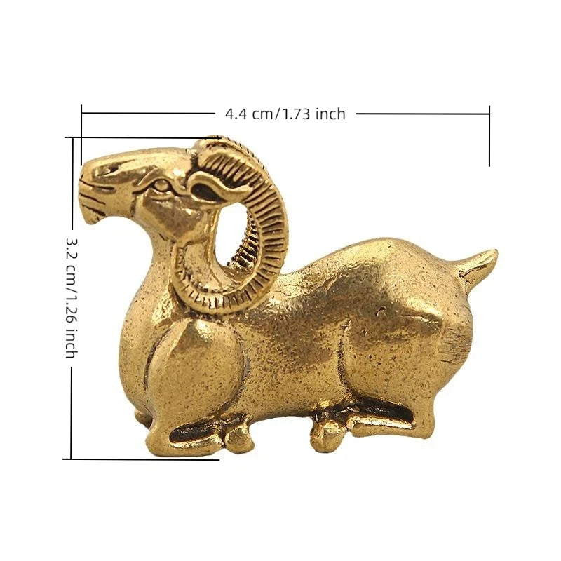 Brass Goat Figurine – Miniature Animal Tabletop Décor