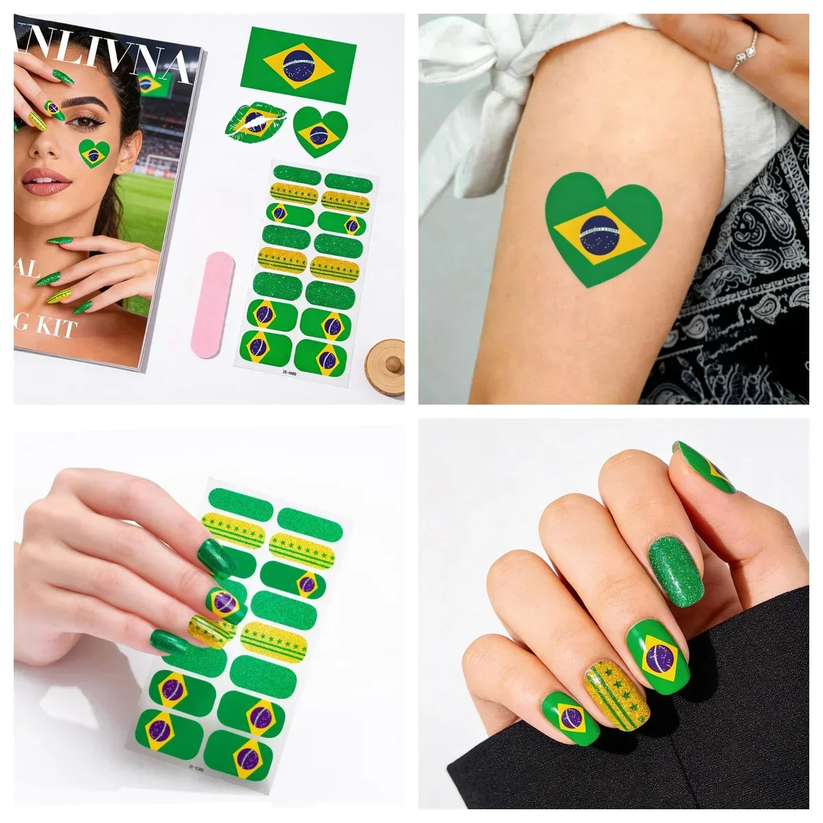 3-Piece Flag Nail Sticker & Foil Art Accessories Set Peaceful Pleasures Health and Wellness
