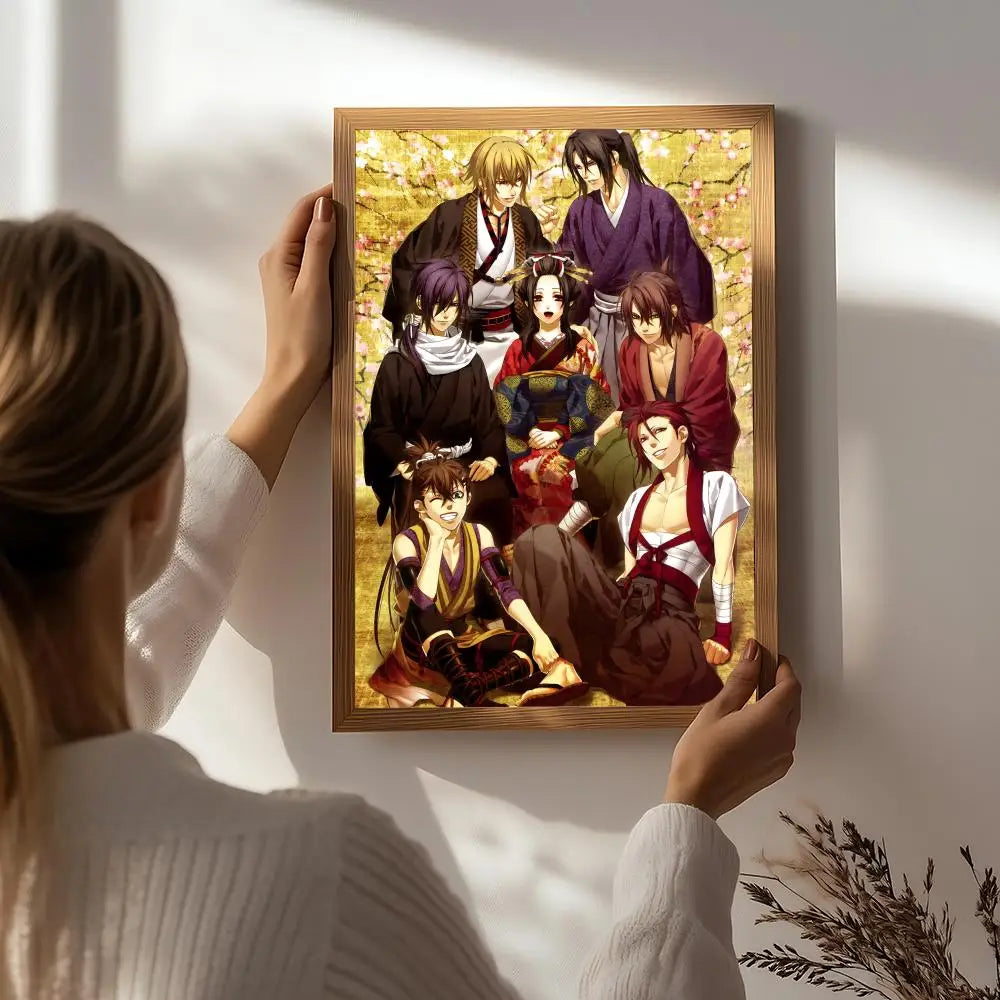 Hakuouki Anime Poster HD Self-Adhesive Waterproof Wall Art Anime Wall Poster Peaceful Pleasures Health and Wellness White4 21X30cmNoframe