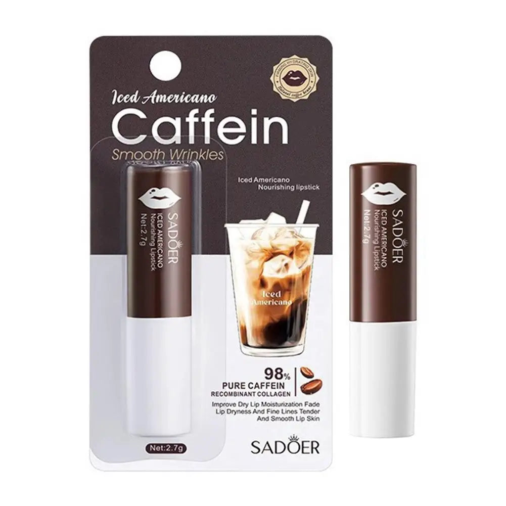 Caffeine Moisturizing Lip Balm Hydrating Nourishing Anti Cracking Reduce Lip Line Plump Lips Cream Peaceful Pleasures Health and Wellness 1PCS B