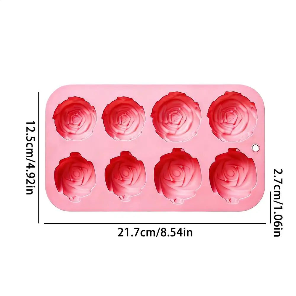 8-Cavity Silicone Rose Cake Mold – Nonstick Reusable Baking Pan