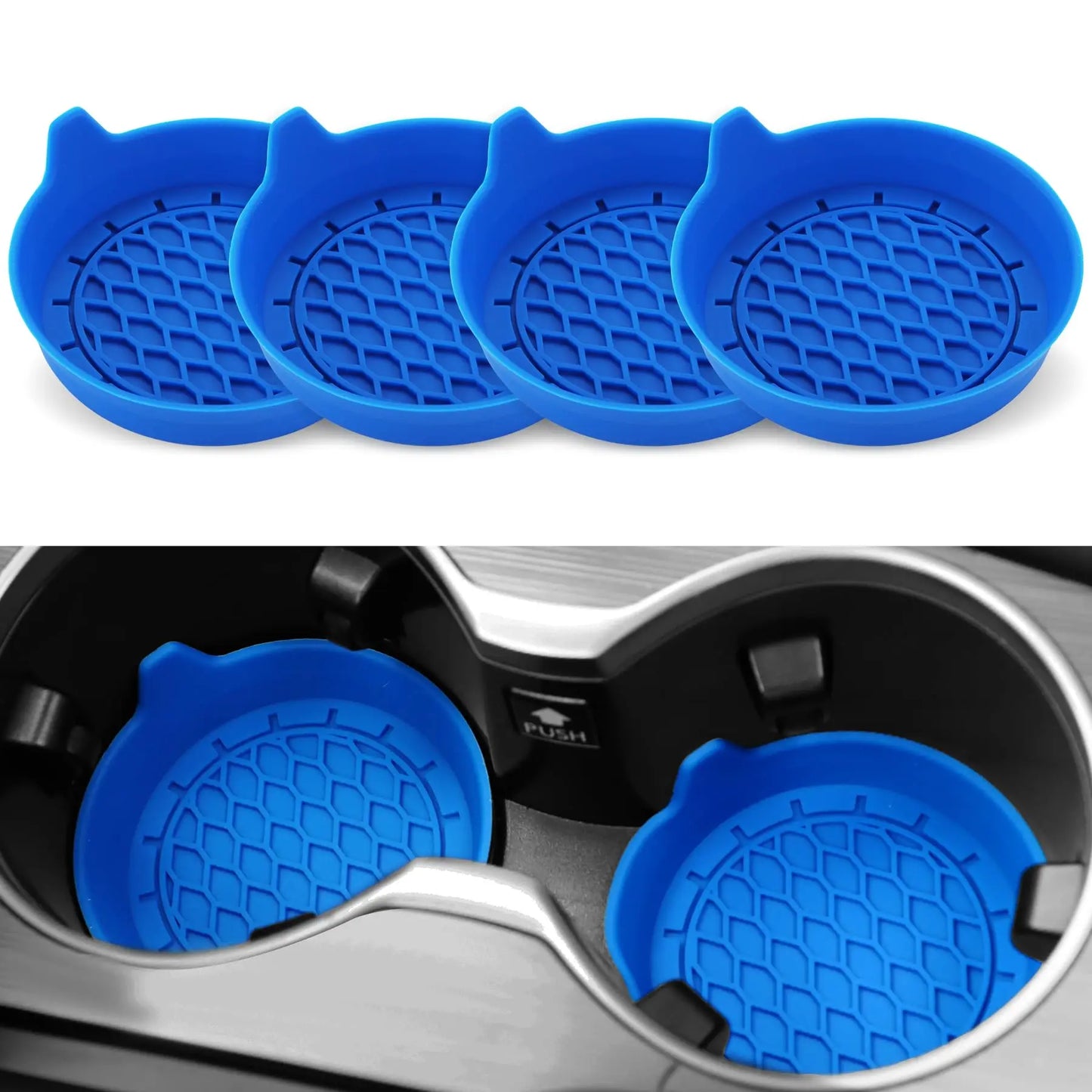 Silicone Car Cup Holder Insert Coasters – Non-Slip Set of 2/4