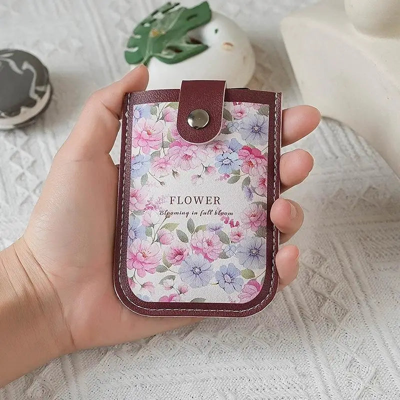 Slim Pull-Out Card Holder Wallet – 5 Slots, Floral Women