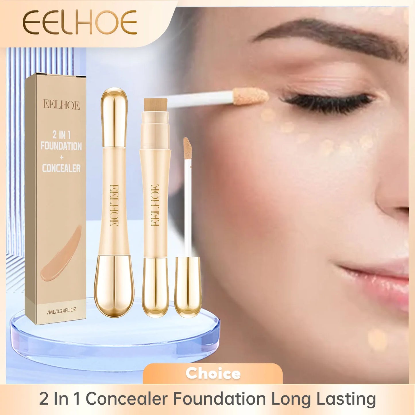 EELHOE 2-in-1 Concealer Foundation Stick – Full Coverage 7ml