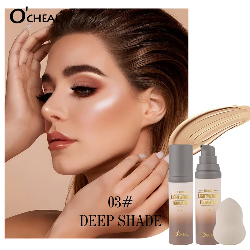 O'CHEAL Lightweight Foundation + Puff – Waterproof & Oil Control
