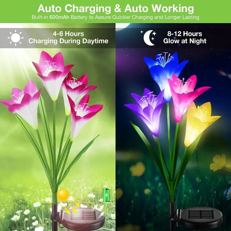 Solar LED Lily Garden Stake Light – Waterproof Lawn Decor