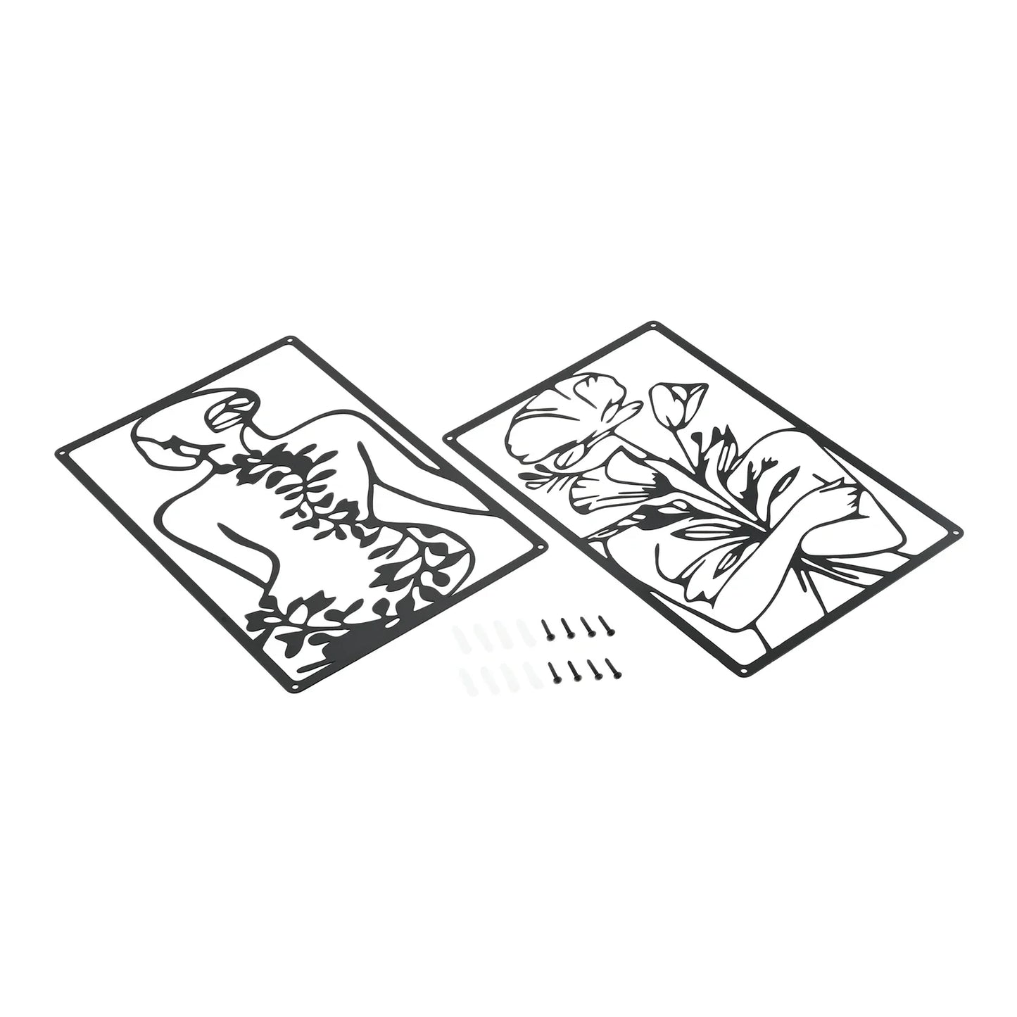 Metal Abstract Female Wall Art Set of 4 – Modern Line Art Décor