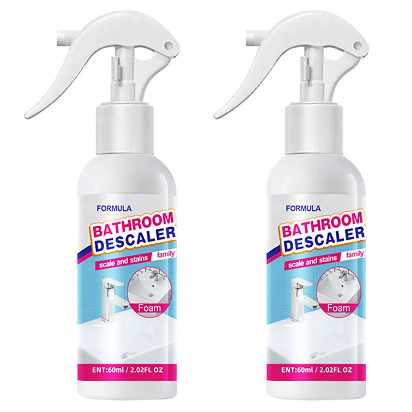Anti-Limescale Foam Spray Bathroom Descaler Foam Powerful Cleaner Spray All Purpose Stubborn Stains Cleaner For Tiles Bathtubs Peaceful Pleasures Health and Wellness 2pcs
