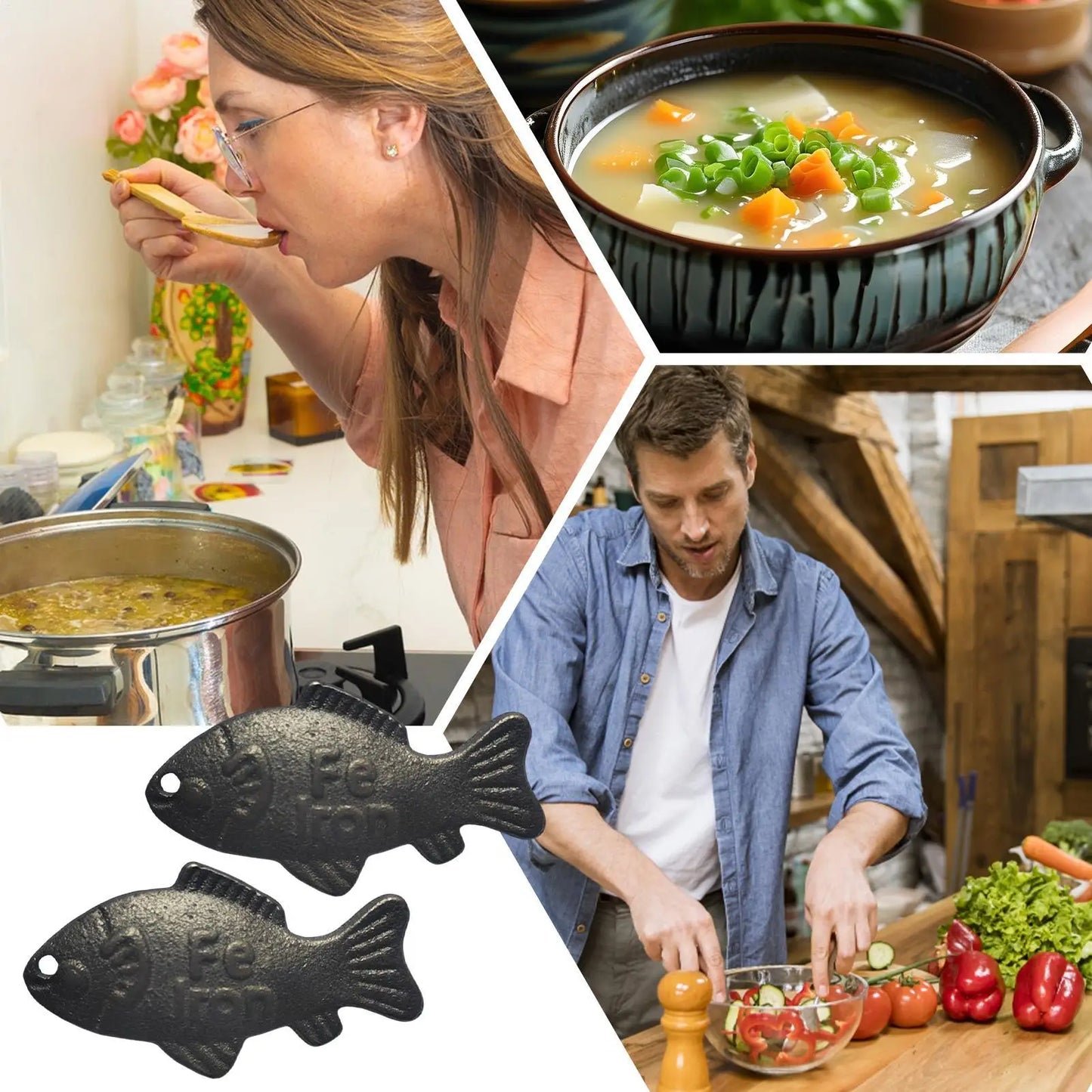 Iron Fish 2-Pack | Cast Iron Cooking Tool for Natural Iron Boost Iron Cooking Accessory Peaceful Pleasures Health and Wellness