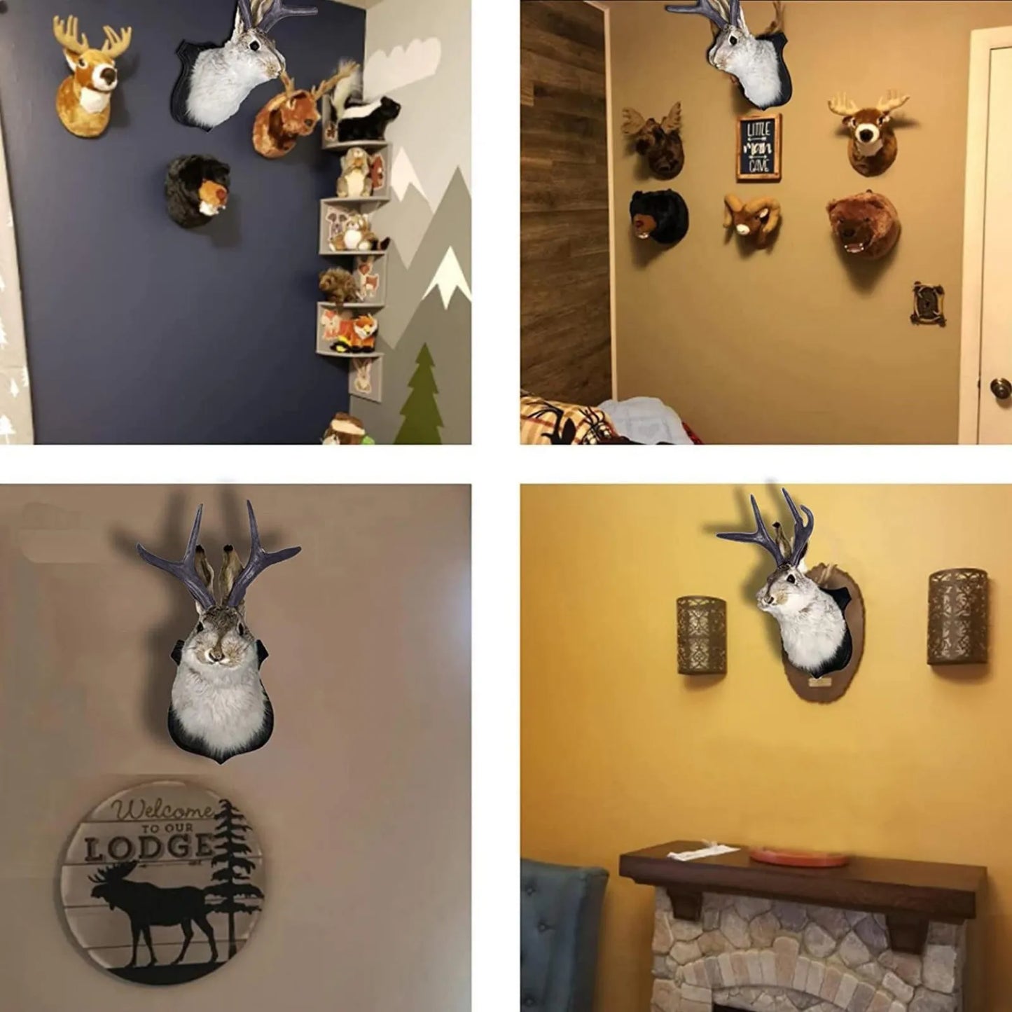 Easter Gift Bunny Head Antlers Wall Hanging Decoration Wall Decor Simulation Rabbit Specimen Resin Art Ornaments Jackalope Decor Peaceful Pleasures Health and Wellness