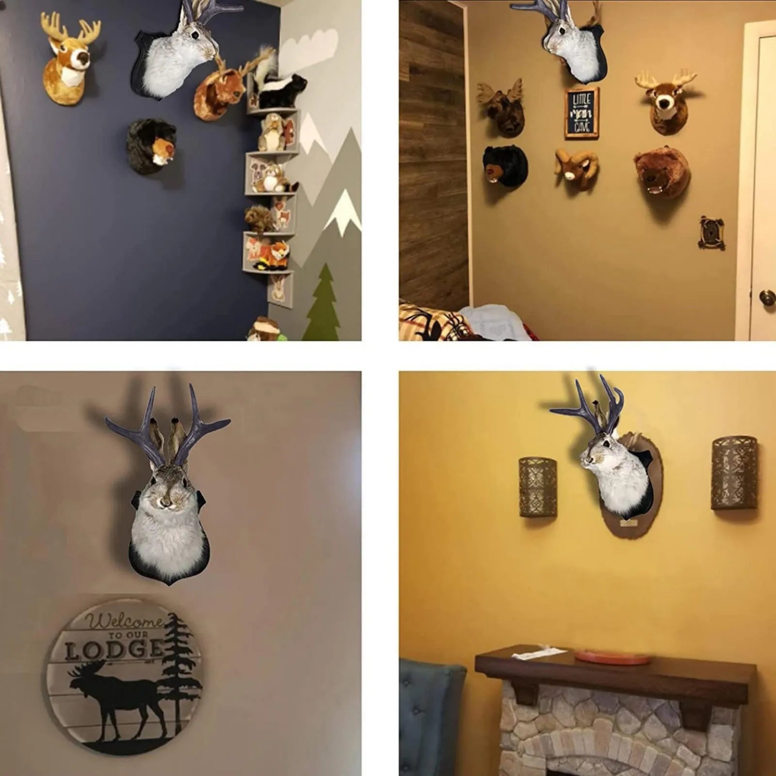 Easter Gift Bunny Head Antlers Wall Hanging Decoration Wall Decor Simulation Rabbit Specimen Resin Art Ornaments Jackalope Decor Peaceful Pleasures Health and Wellness