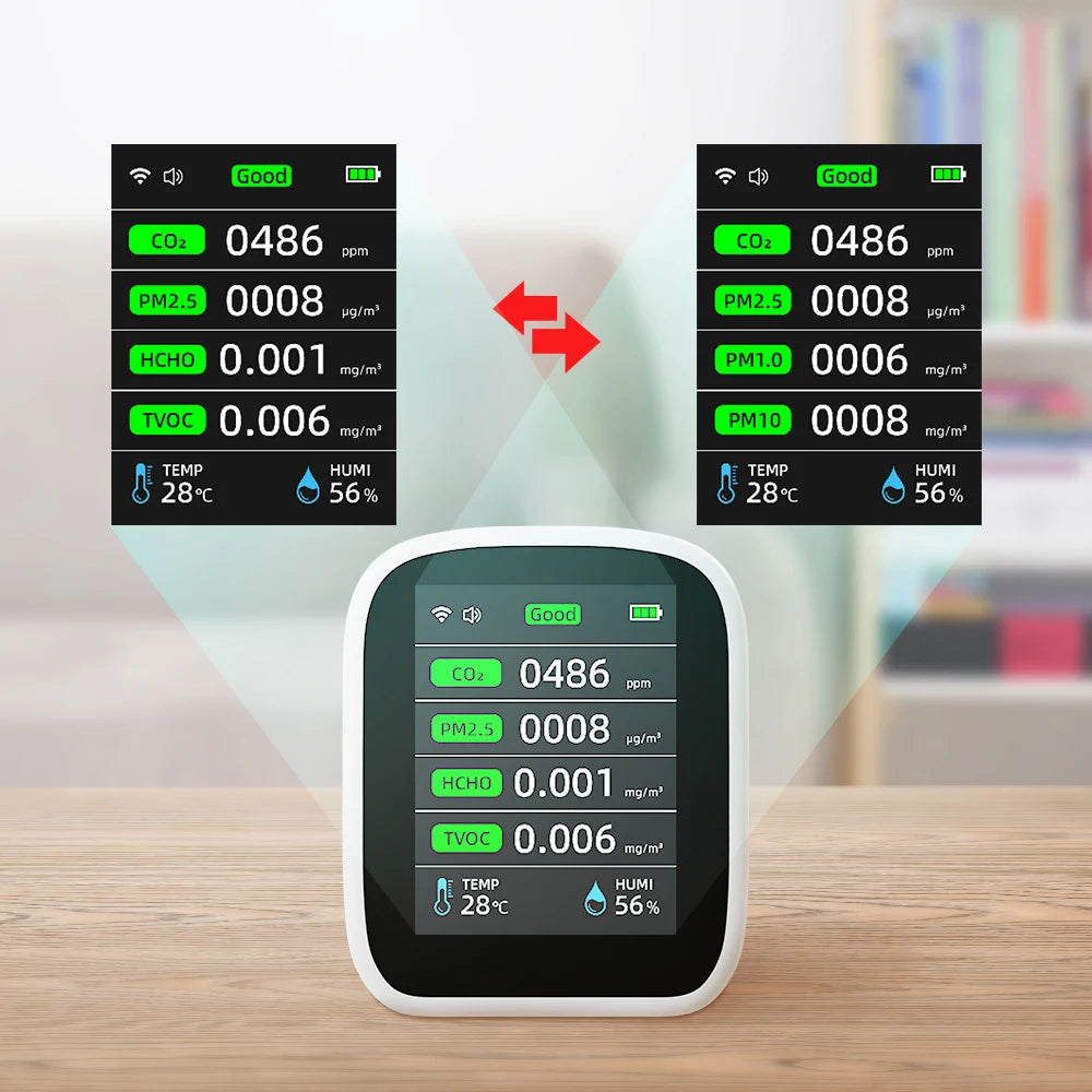 Portable LCD Air Meter 1 8 in1 Wifi PM1 0 PM2 5 PM10 CO2 TVOC HCHO
