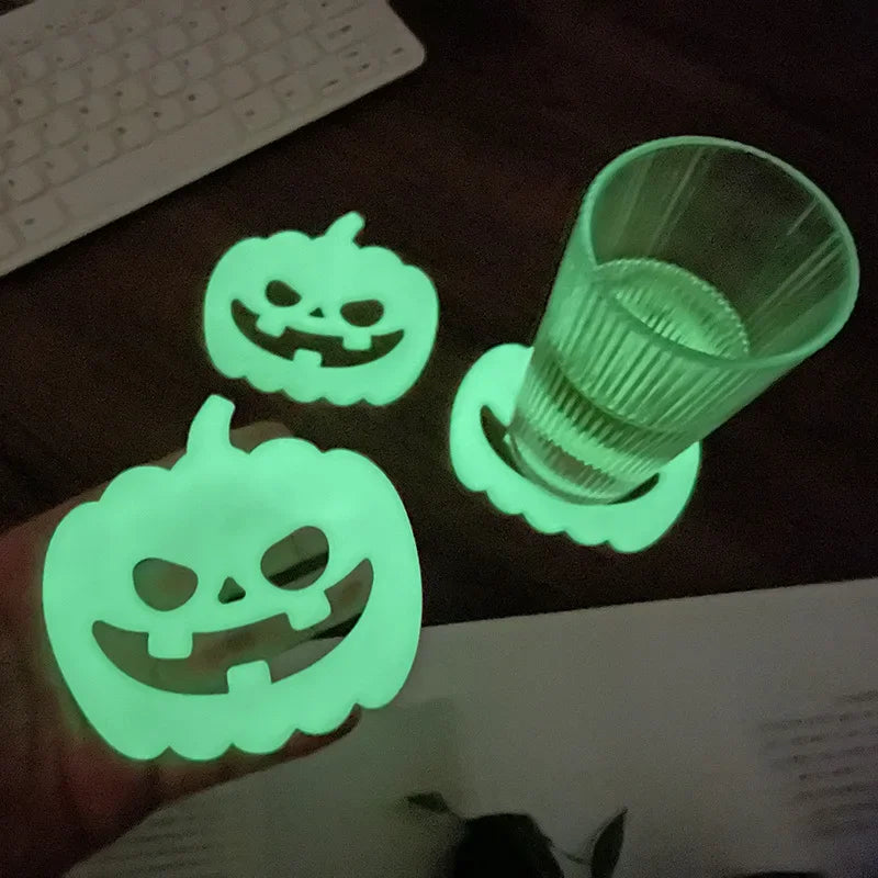 Halloween Glow-in-Dark Spider Web Pumpkin Coasters – 1-10 Pack