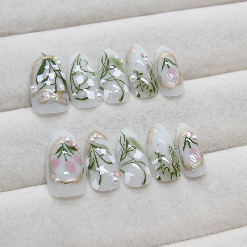 24pcs Ins Pink French Fake Nails 3D Sweet Bow Decor Press on Nails Full Cover Y2k Diamond Star Almond Head False Nail Patches Peaceful Pleasures Health and Wellness 3