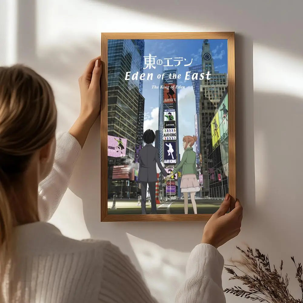 Anime E-Eden of the East Poster HD Self Adhesive Waterproof Wall Art Ideal for Home Office Dorm Bedroom Great Gift Peaceful Pleasures Health and Wellness White6 21X30cmNoframe
